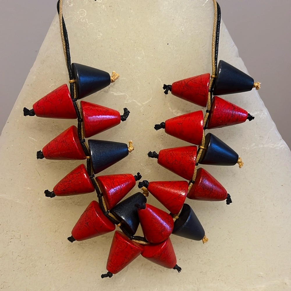 Wearable Art! Amazing Wooden Statement Necklace! NWT
